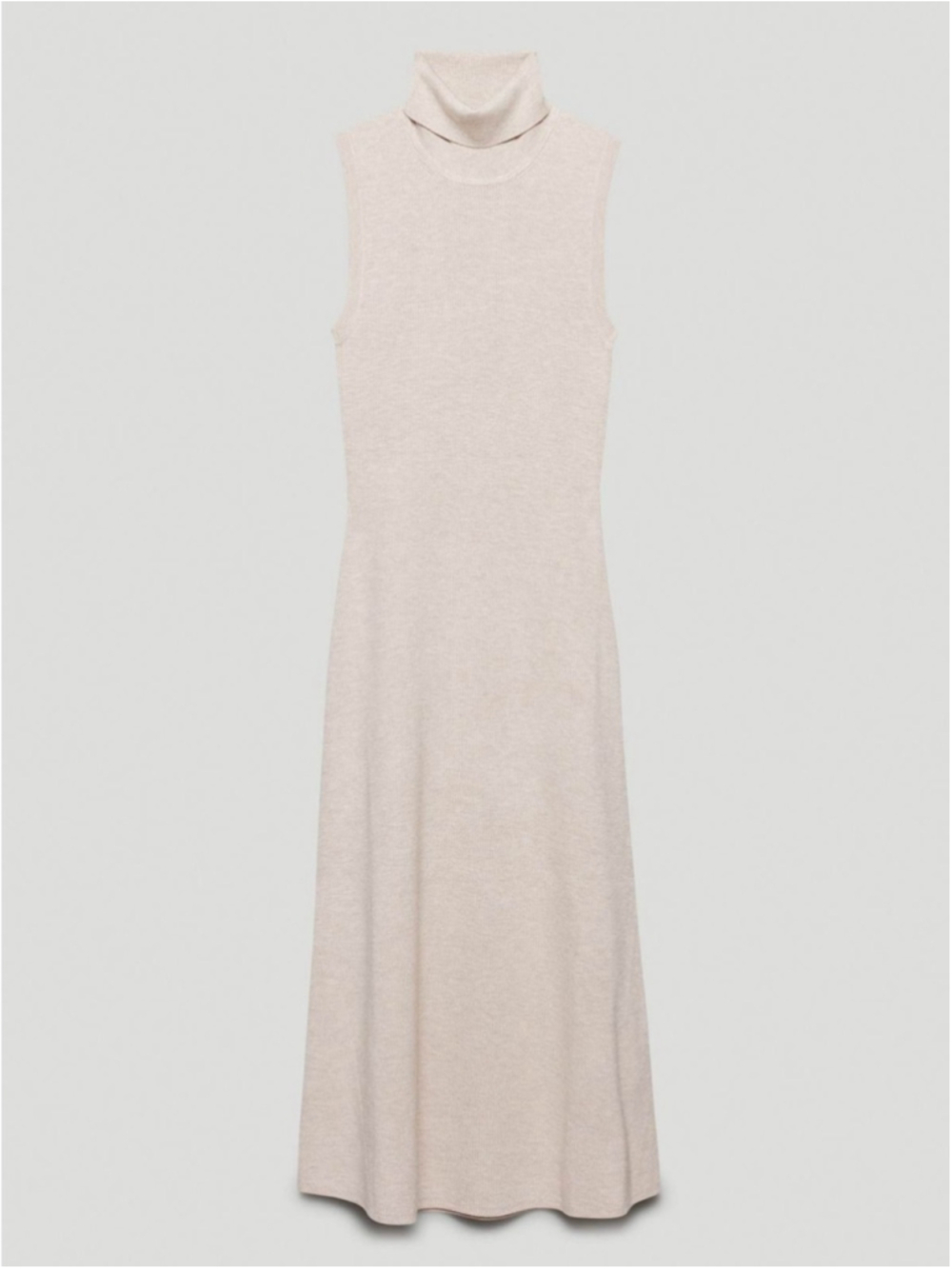 Aritzia Wilfred Mimi Sleeveless Turtleneck Knit Maxi Dress Heather Bone Medium